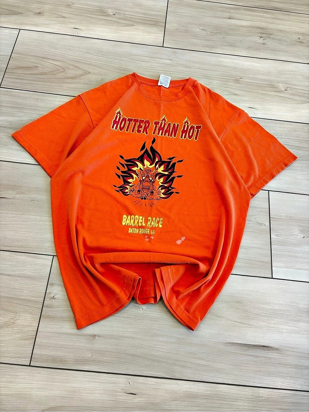 90s Vintage Fruit of the Loom Hotter Than Hot Barrel Race Baton Rouge T-Shirt